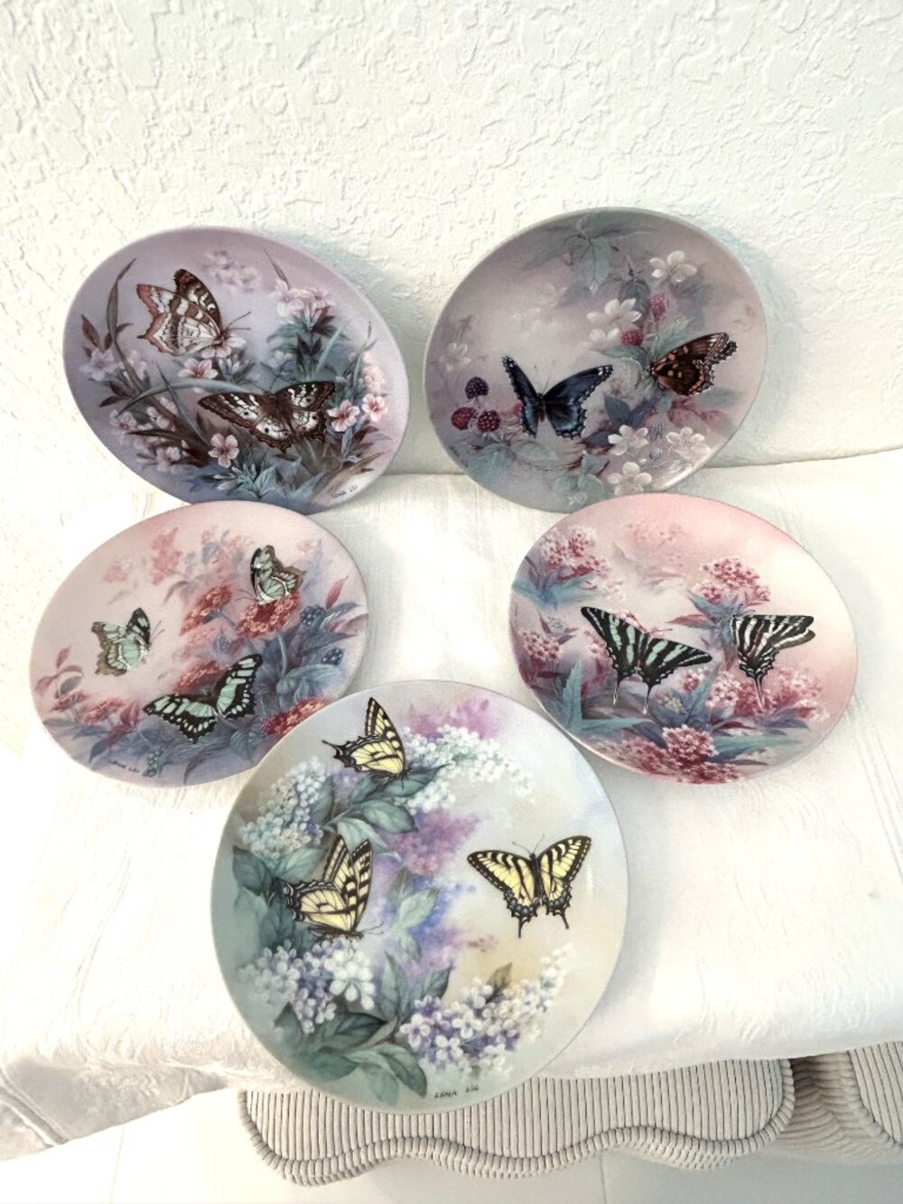 1980s Lena Liu Gossamer Wings Butterfly Plates, Set of 5